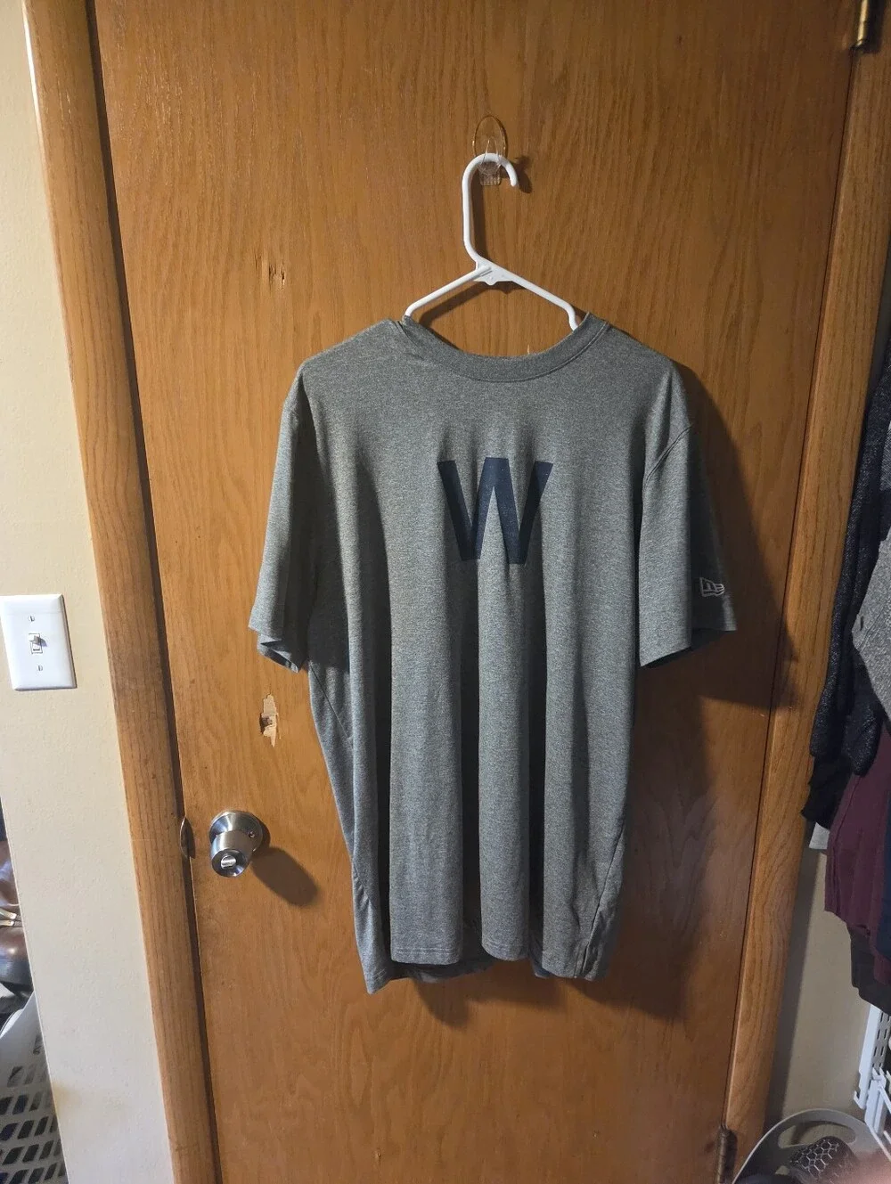New Era Men's Gray Crewneck Sweater with White Embroidered Logo